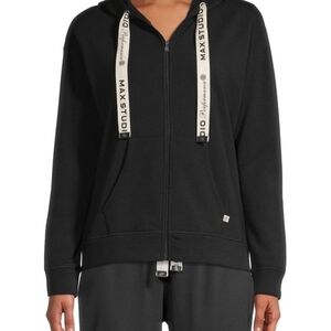 MAX STUDIO Performance Jet Black Full Zip Hoodie Jacket Women's XL NWT